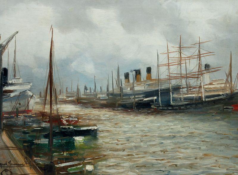 Alfred Jensen Dalmannkai Hamburg France oil painting art